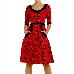 Voodoo Vixen cat with umbrellas dress